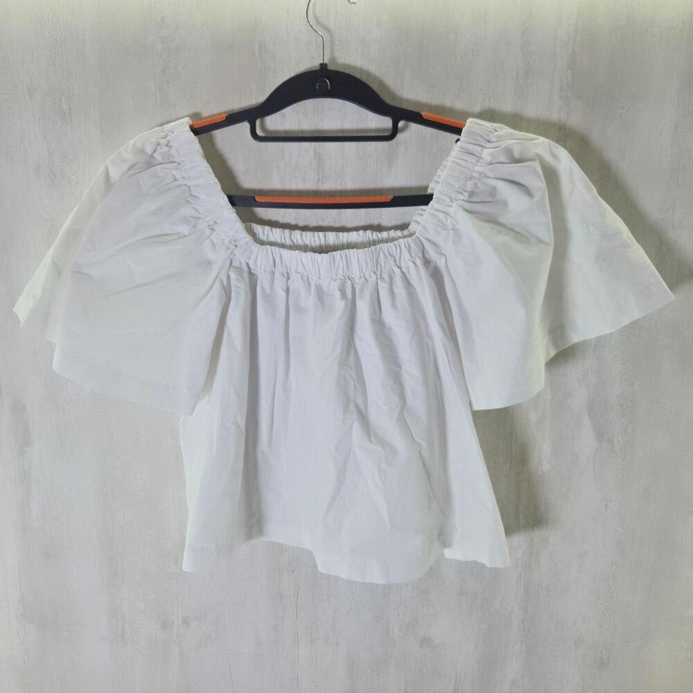 Stateside Blouse Womens Small White Off Shoulder Flutter Ruffle Top Summer